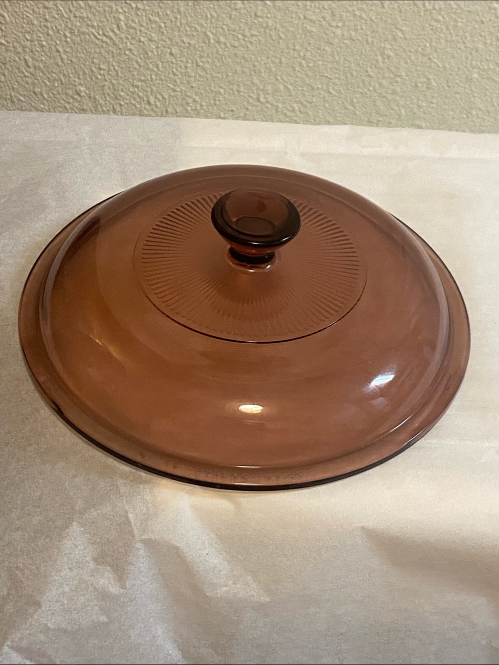 VTG,Pyrex Visions Corning 1 9 V 1 : 5 C Replacement Amber Glass Lid - Round Knob